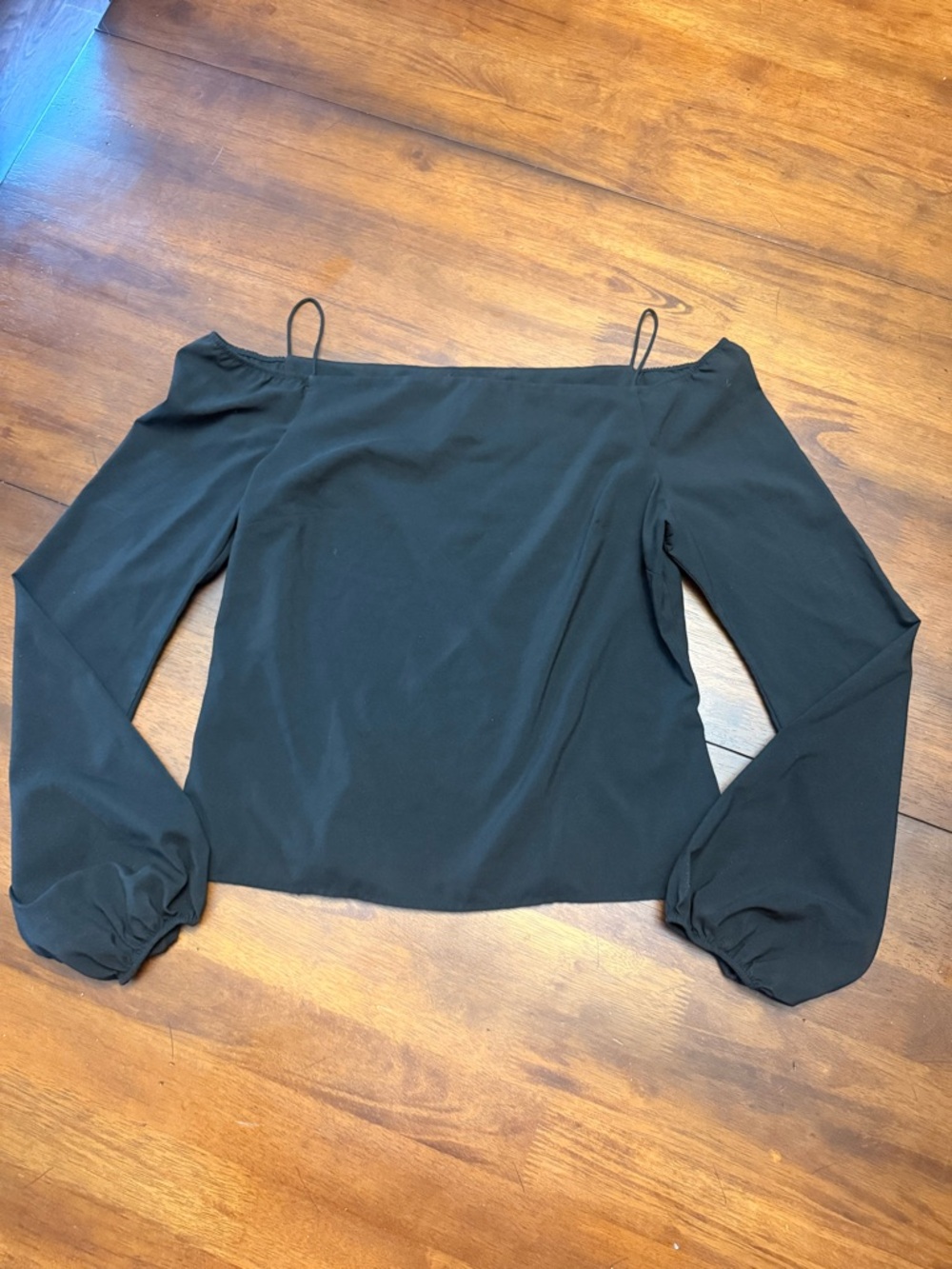 Express Black Off-Shoulder Long Sleeve Top with Straps